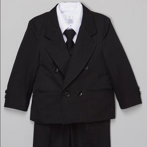 Black Double-Breasted Boys 5-Piece Suit (Size 5)
